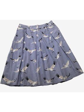 Who What Wear Skirt 14 Striped Midi Nautical Beachy Birds Coastal Retro Preppy